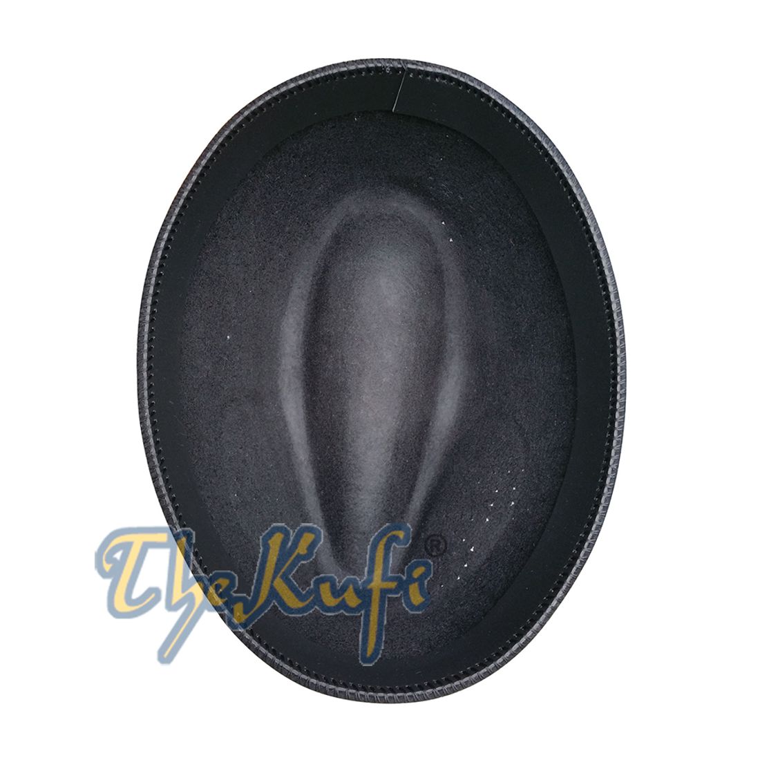 Black Fez African Hat Rigid Wool Felt Concaved Oval Kufi