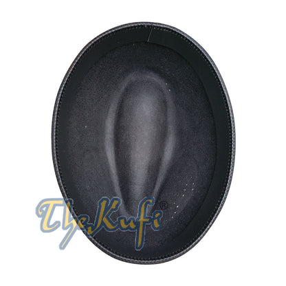 Topi Afrika Fez Hitam Wol Kaku Merasa Kufi Oval Cekung