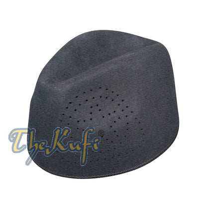 Topi Afrika Fez Hitam Wol Kaku Merasa Kufi Oval Cekung