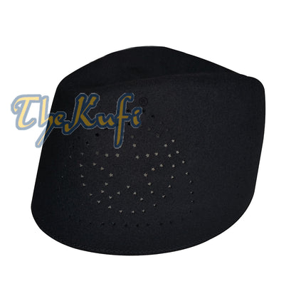 Topi Afrika Fez Hitam Wol Kaku Merasa Kufi Oval Cekung