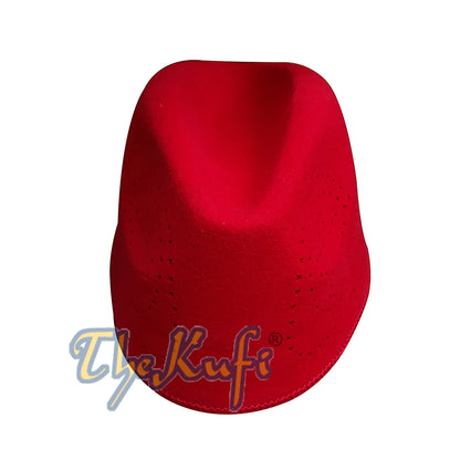 Red Fez African Hat Rigid Wool Felt Concaved Oval Kufi