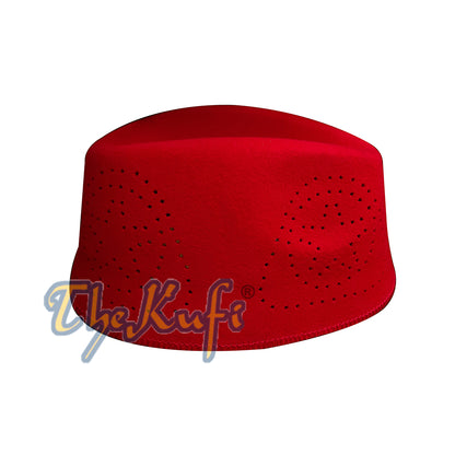 Red Fez African Hat Rigid Wool Felt Concaved Oval Kufi