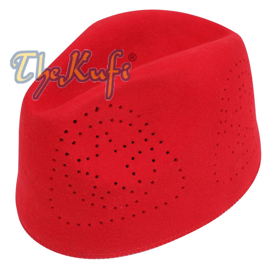 Red Fez African Hat Rigid Wool Felt Concaved Oval Kufi