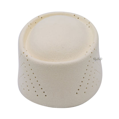 White Wool Felt Libyan-Style Hat with Oval Top - Premium Muslim Cap