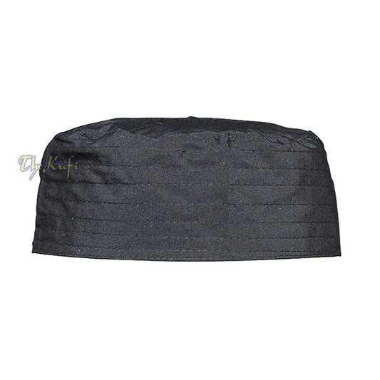 Buy 1 Get 1 Free! Black Flat Turkish Simple Stitch Design Cloth Kufi Namaz Cap