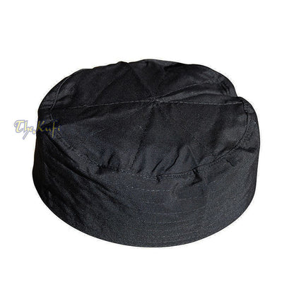 Buy 1 Get 1 Free! Black Flat Turkish Simple Stitch Design Cloth Kufi Namaz Cap
