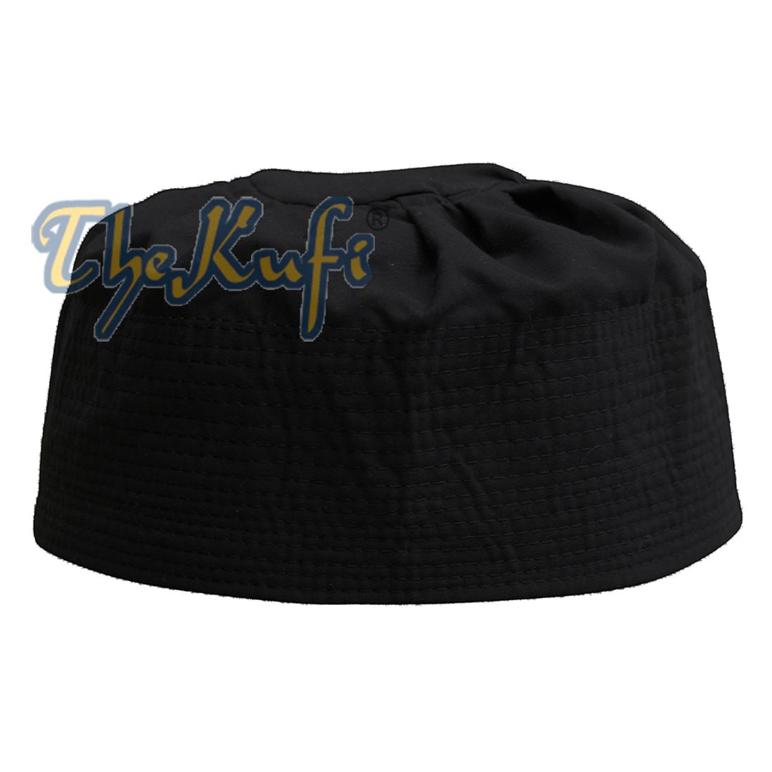 Black Fabric Pleated-top Cotton Blend Naqshabandi Ijazi Kufi Cap
