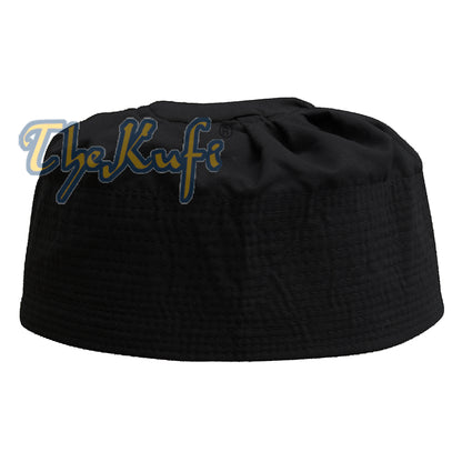 Black Fabric Pleated-Top Cotton Blend Naqshabandi Ijazi Kufi Cap