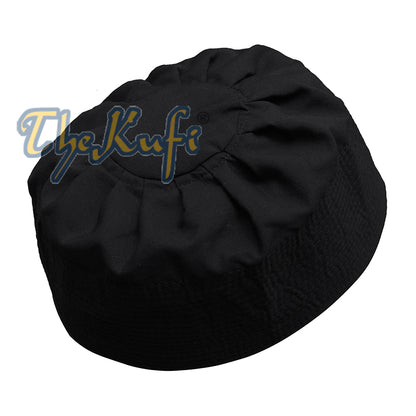 Black Fabric Pleated-Top Cotton Blend Naqshabandi Ijazi Kufi Cap