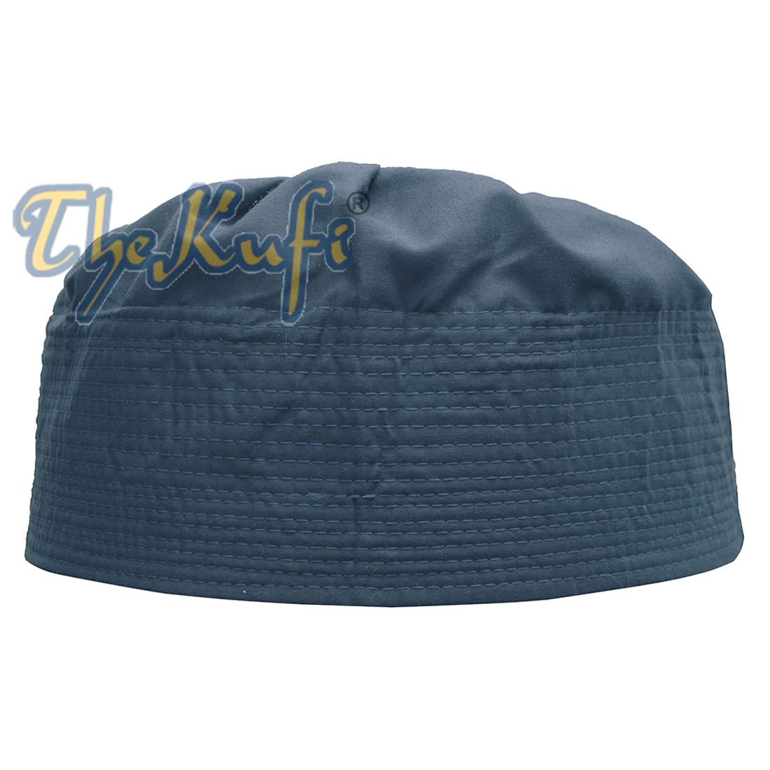 Dark Blue Fabric Pleated-top Cotton Kufi Hat