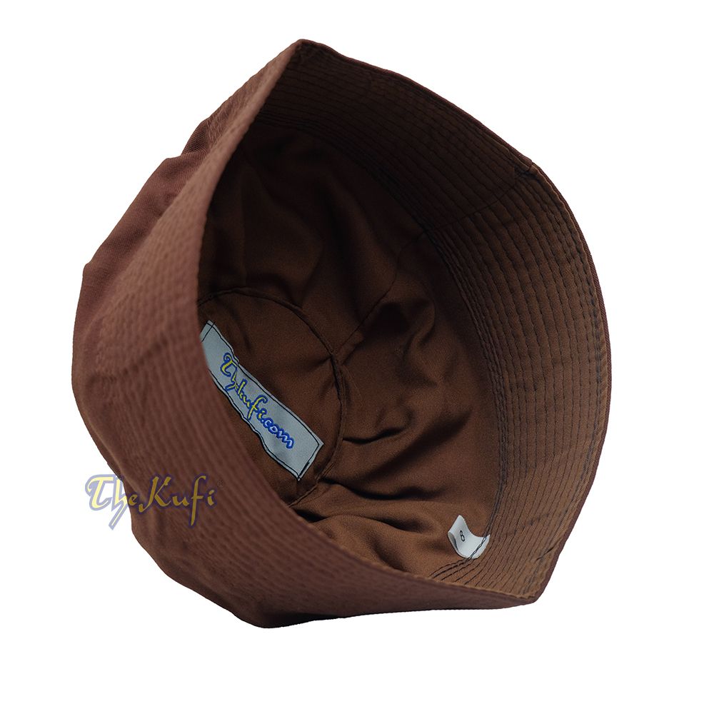 Buy 1 Get 1 Free! Dark Brown Fabric Ijazi Pleated-Top Cotton Kufi Hat