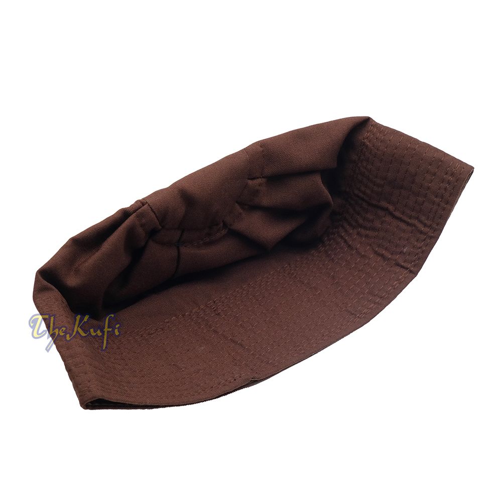 Buy 1 Get 1 Free! Dark Brown Fabric Ijazi Pleated-Top Cotton Kufi Hat