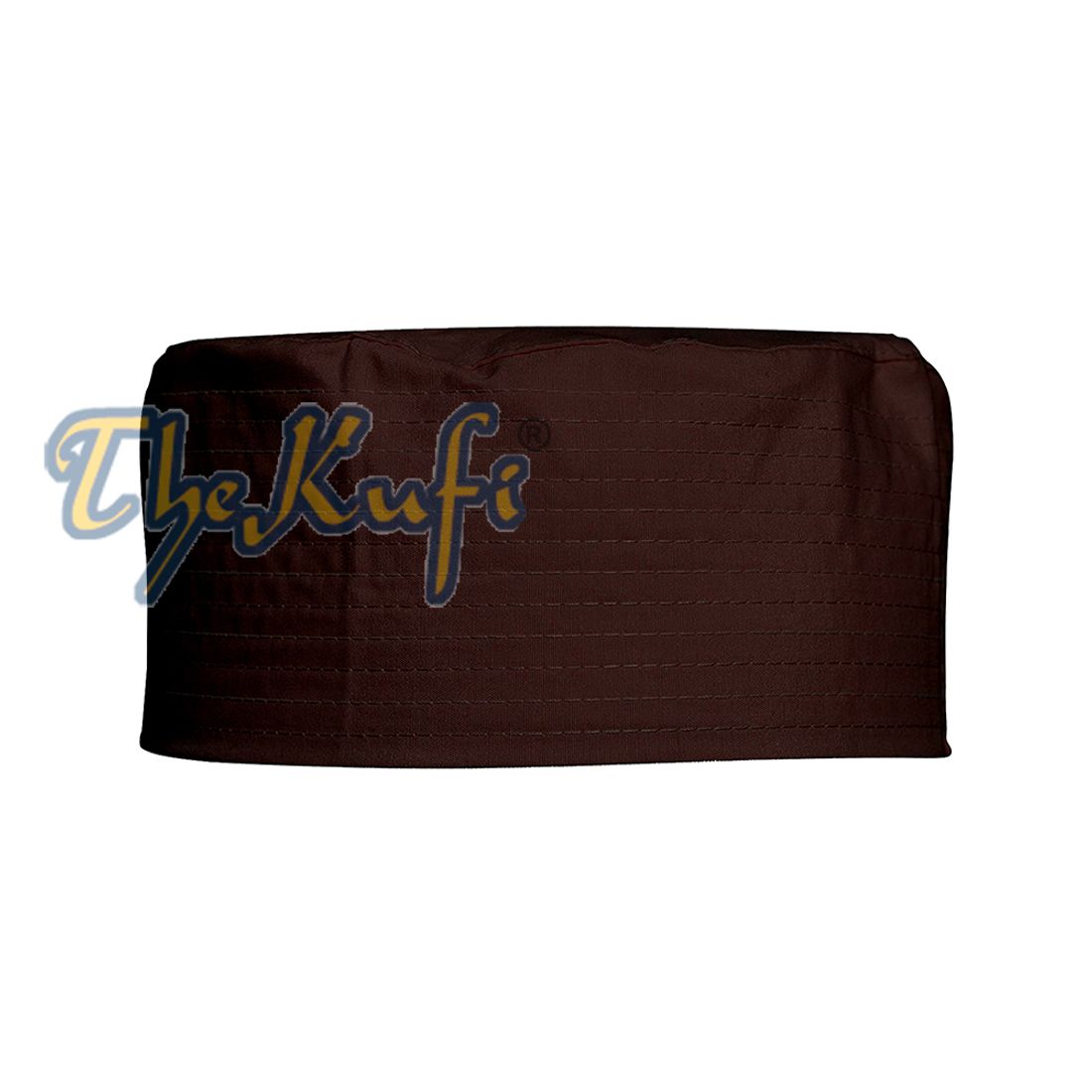 Dark Brown Turkish Flat Simple Stitch Design Cloth Kufi Namaz Cap