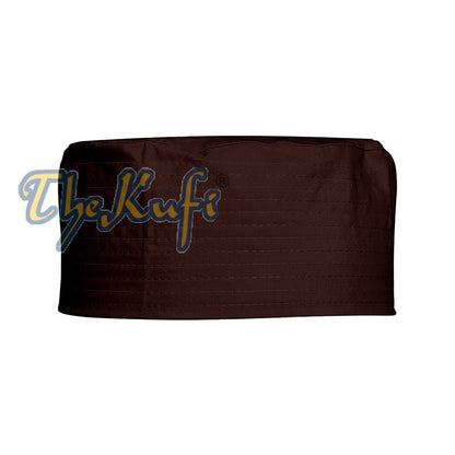 Dark Brown Turkish Flat Simple Stitch Design Cloth Kufi Namaz Cap