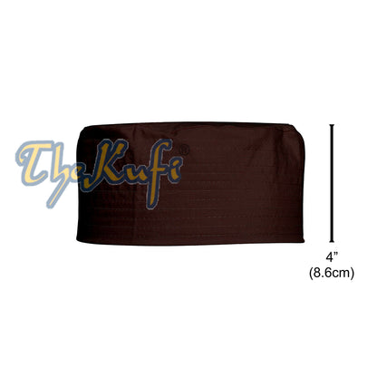 Dark Brown Turkish Flat Simple Stitch Design Cloth Kufi Namaz Cap