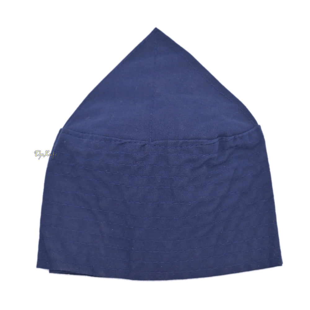 Dark Blue Turkish Plain Flat Top Fabric Kufis