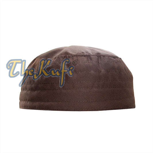 Coklat Tua Nipis Indonesia Rekaan Jahitan Ringkas Kain Kufi Namaz Cap