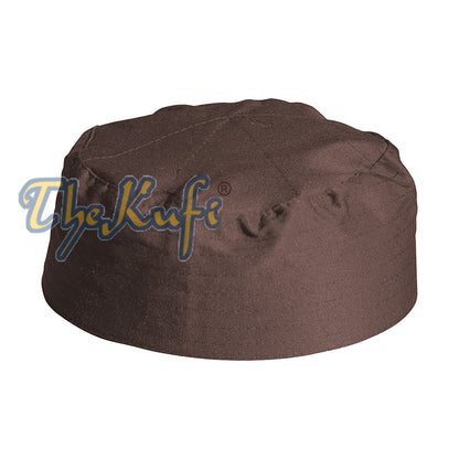 Dark Brown Thin Indonesian Flat Simple Stitch Design Cloth Kufi Namaz Cap