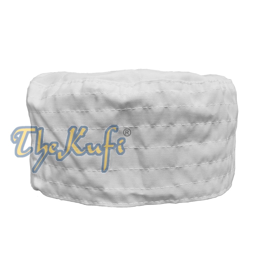 White Turkish Plain Flat Top Fabric Kufis