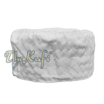 White Turkish Plain Flat Top Fabric Kufis