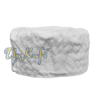White Turkish Plain Flat Top Fabric Kufis