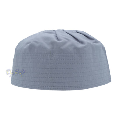 Gray Fabric Kufi Cap – Ijazi Pleated-Top Cotton-Mix Muslim Prayer Hat