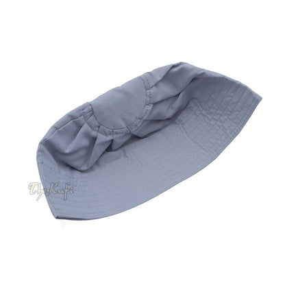 Gray Fabric Kufi Cap – Ijazi Pleated-Top Cotton-Mix Muslim Prayer Hat