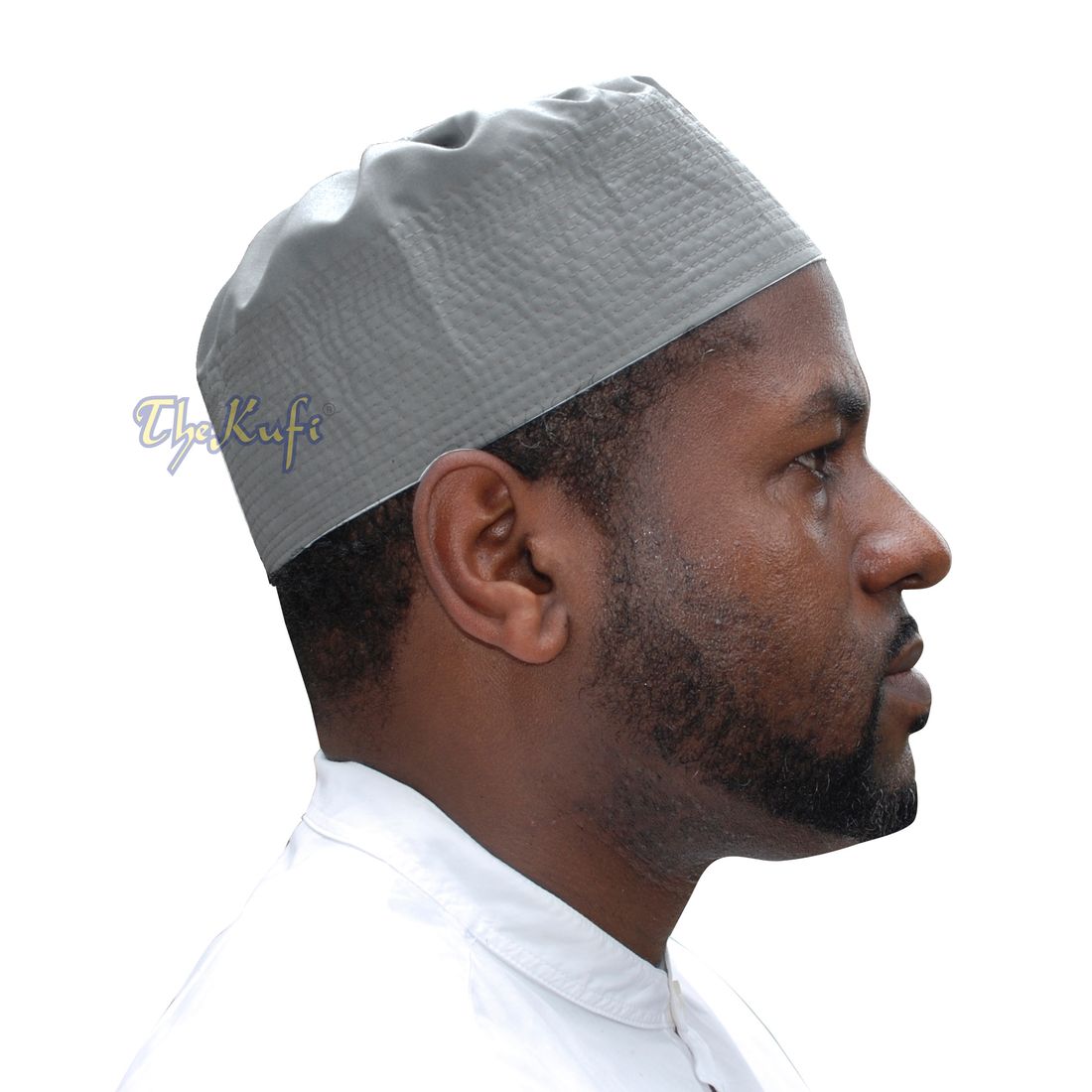 Gray Fabric Pleated-top Cotton Kufi Hat