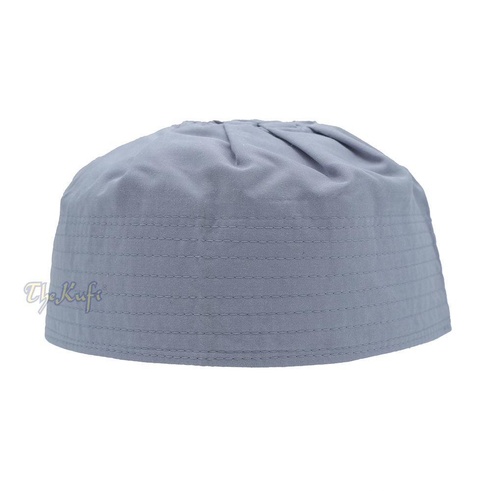Gray Fabric Kufi Cap – Ijazi Pleated-Top Cotton-Mix Muslim Prayer Hat