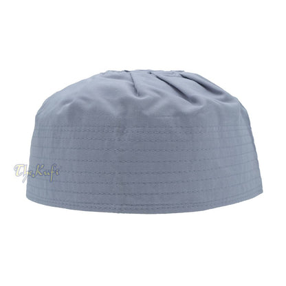 Gray Fabric Kufi Cap – Ijazi Pleated-Top Cotton-Mix Muslim Prayer Hat