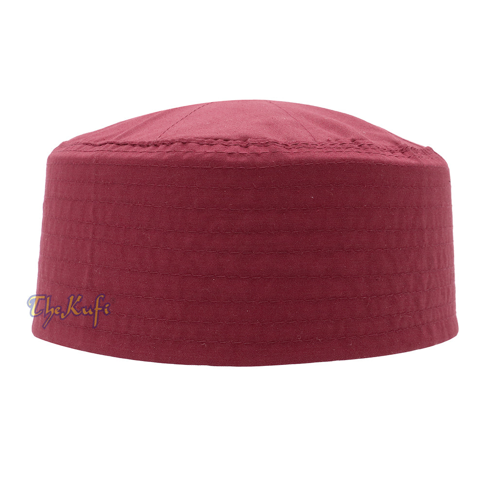 Maroon Turkish Plain Flat-top Simple Fabric Kufis