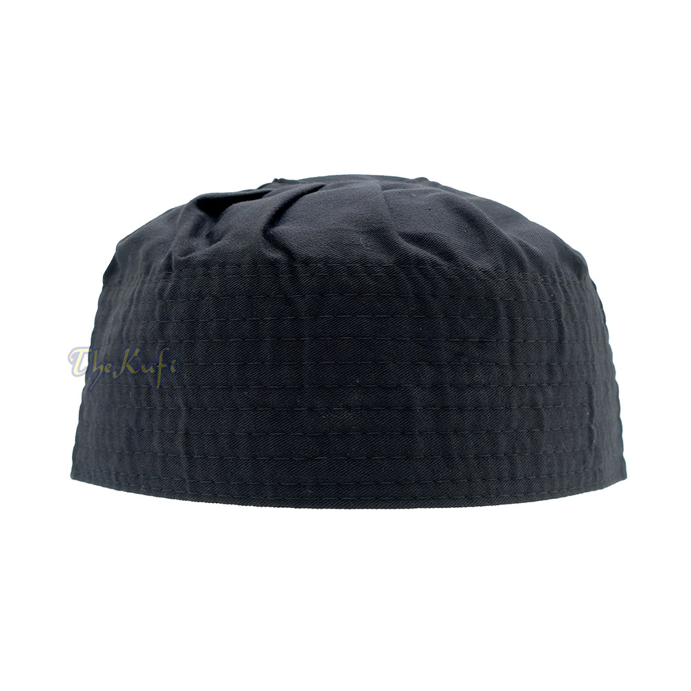 Black Muslim Kufi Hat - Handmade Pleated Top Islamic Prayer Cap Taqiyah