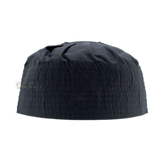 Black Muslim Kufi Hat - Handmade Pleated Top Islamic Prayer Cap Taqiyah