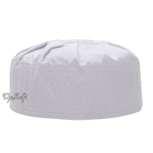 Premium White Fabric Pleated-Top Cotton Kufi Hat