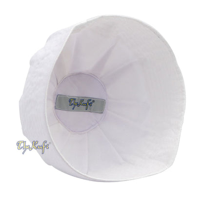 Premium White Fabric Pleated-top Cotton Kufi Hat