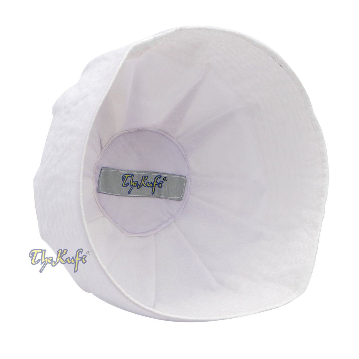 Premium White Fabric Pleated-Top Cotton Kufi Hat