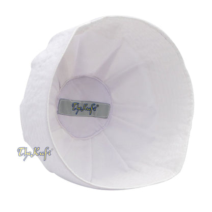 Premium White Fabric Pleated-Top Cotton Kufi Hat