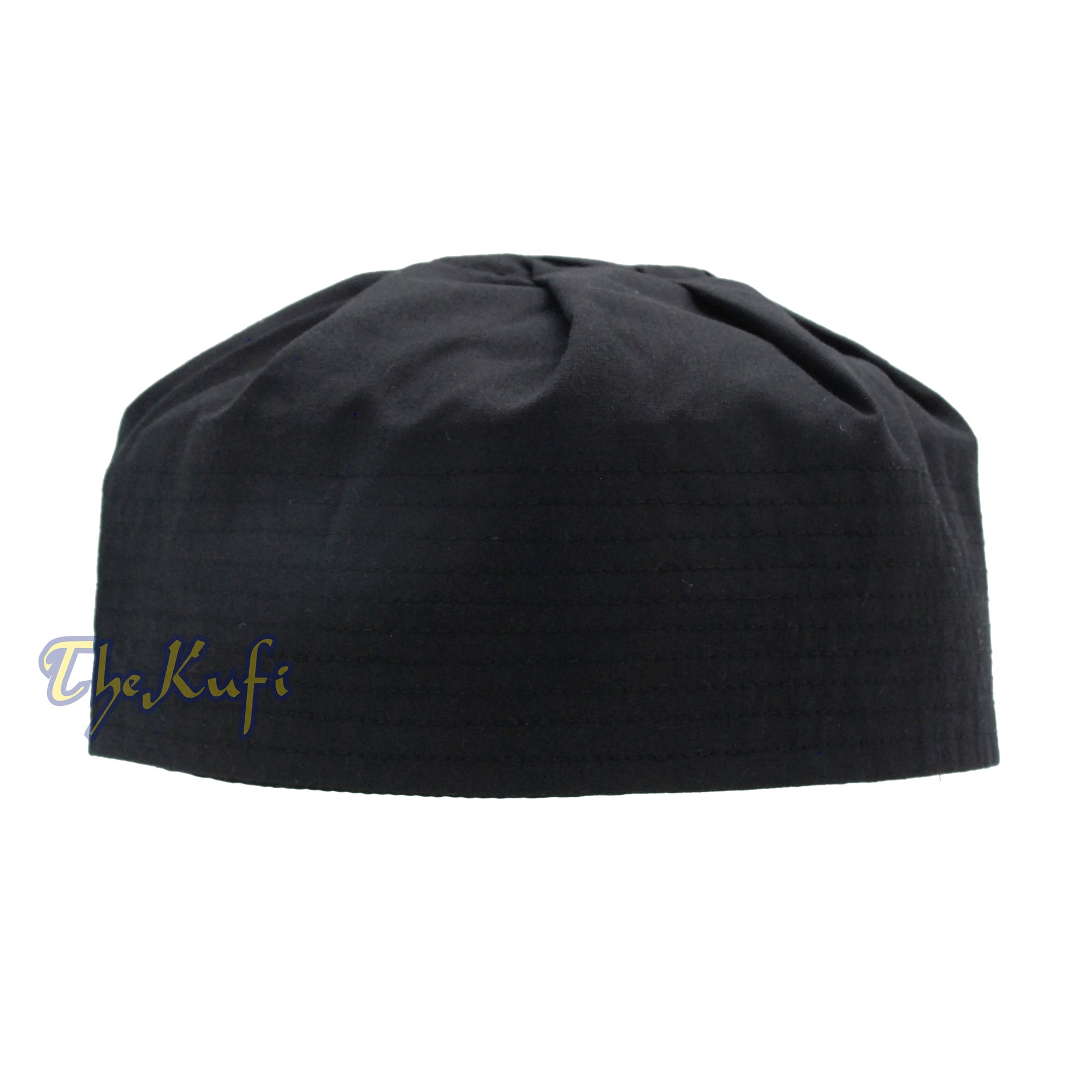 Black Ijazi Kufi Hat – Pleated-Top Fabric Muslim Prayer Cap