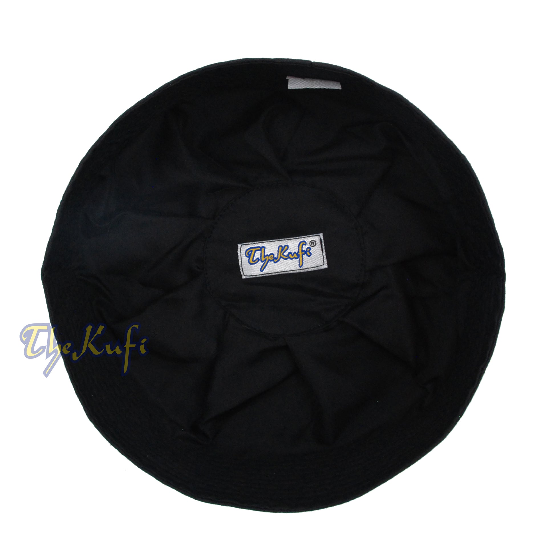 Black Ijazi Kufi Hat – Pleated-Top Fabric Muslim Prayer Cap