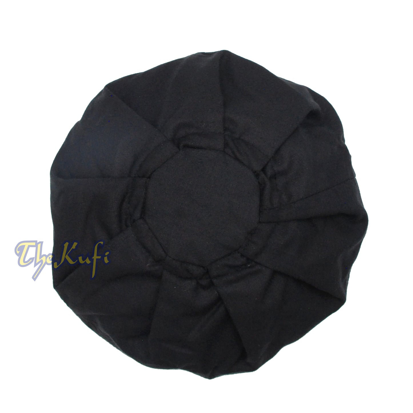 Black Ijazi Kufi Hat – Pleated-Top Fabric Muslim Prayer Cap