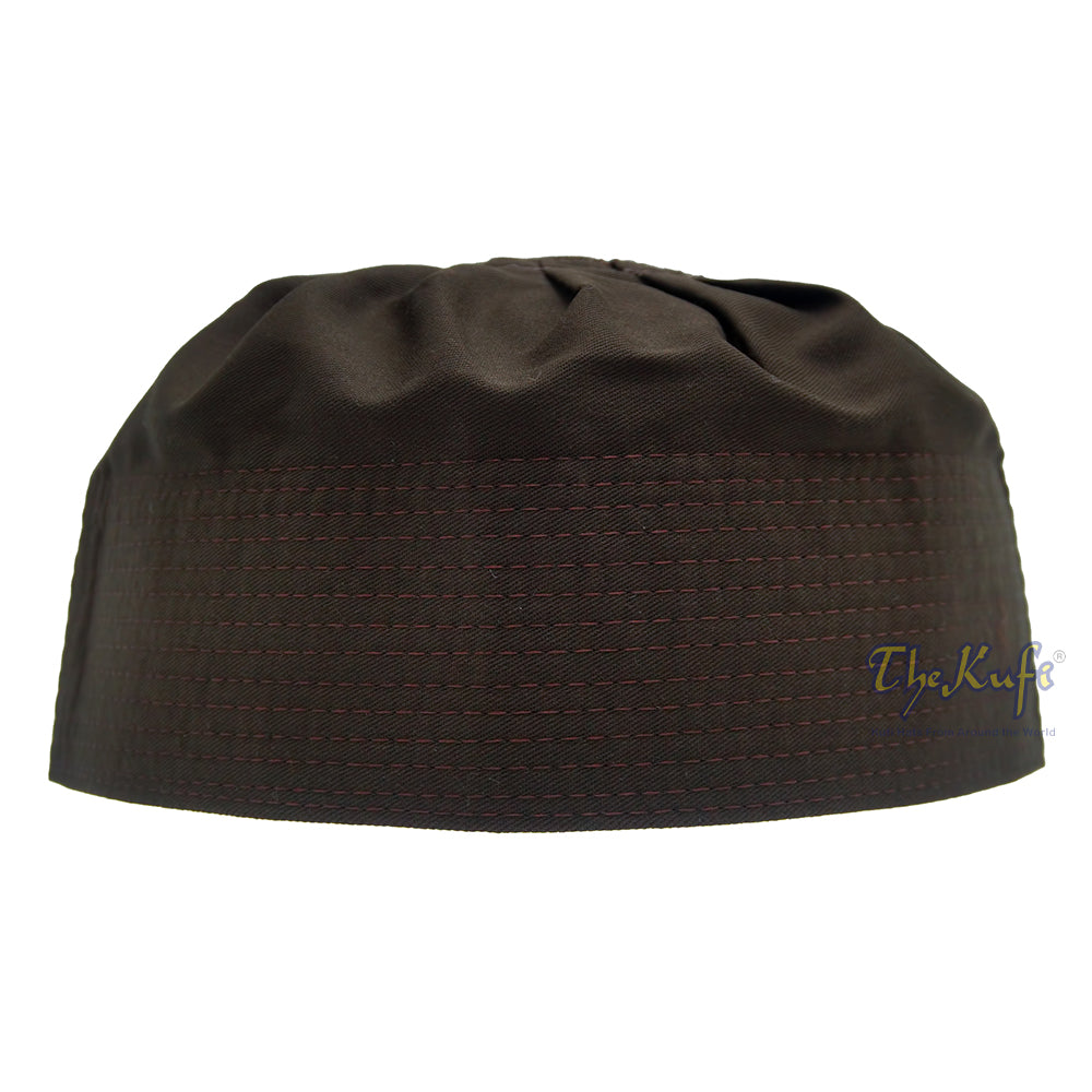 Dark Brown Pleated Top Kufi Hats