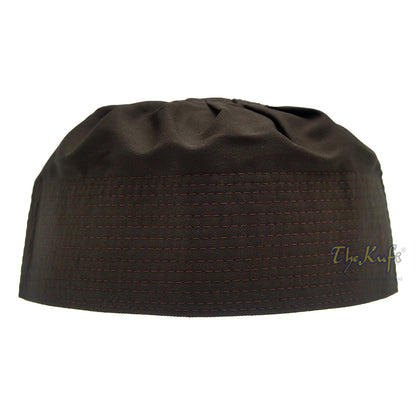 Dark Brown Pleated Top Kufi Hats