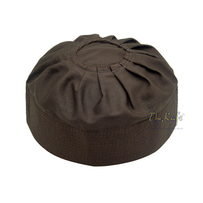 Dark Brown Pleated Top Kufi Hats