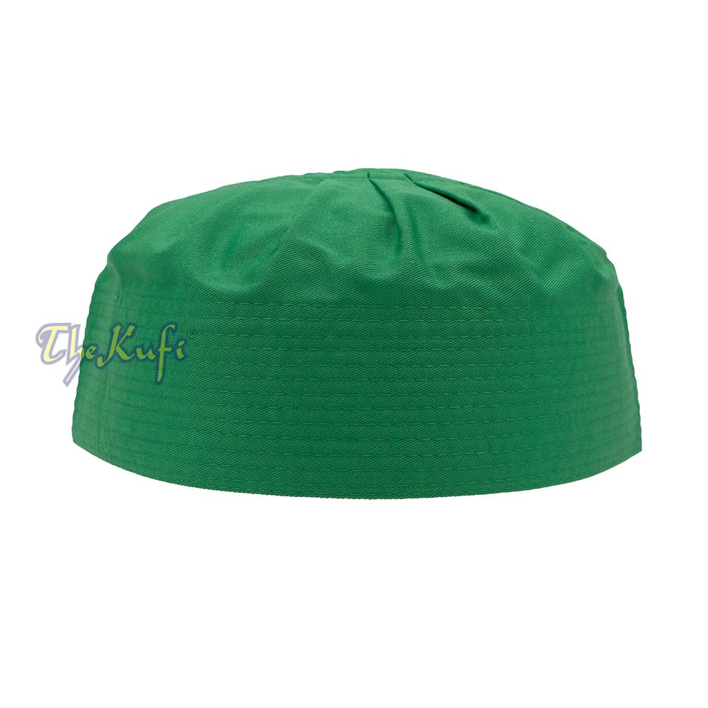 Muslim Prayer Green Kufi Hat Pleated-top Fabric Handmade Taqiyah Islamic