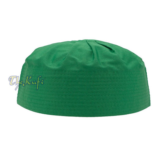 Muslim Prayer Green Kufi Hat Pleated-top Fabric Handmade Taqiyah Islamic