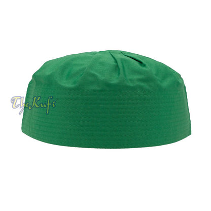 Muslim Prayer Green Kufi Hat Pleated-top Fabric Handmade Taqiyah Islamic
