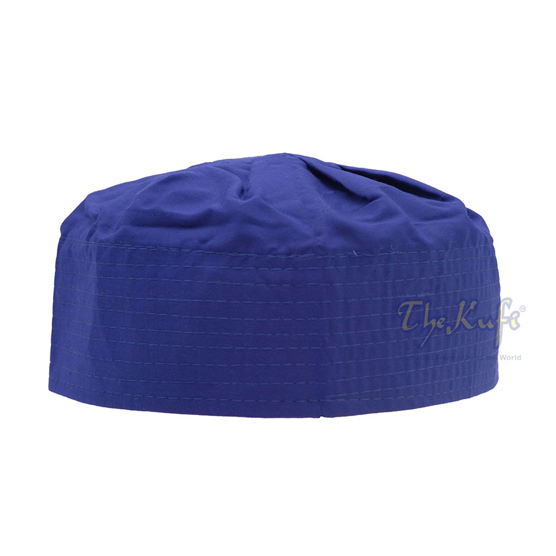 Topi Kufi Kapas Atasan Pleated Fabric Biru Diraja