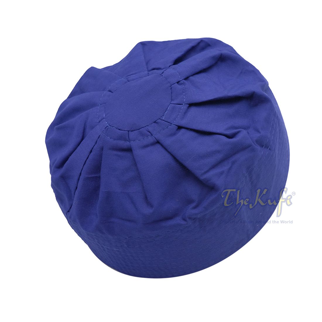 Royal Blue Fabric Pleated-top Cotton Kufi Hat