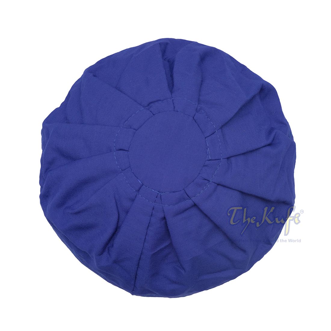 Royal Blue Fabric Pleated-top Cotton Kufi Hat