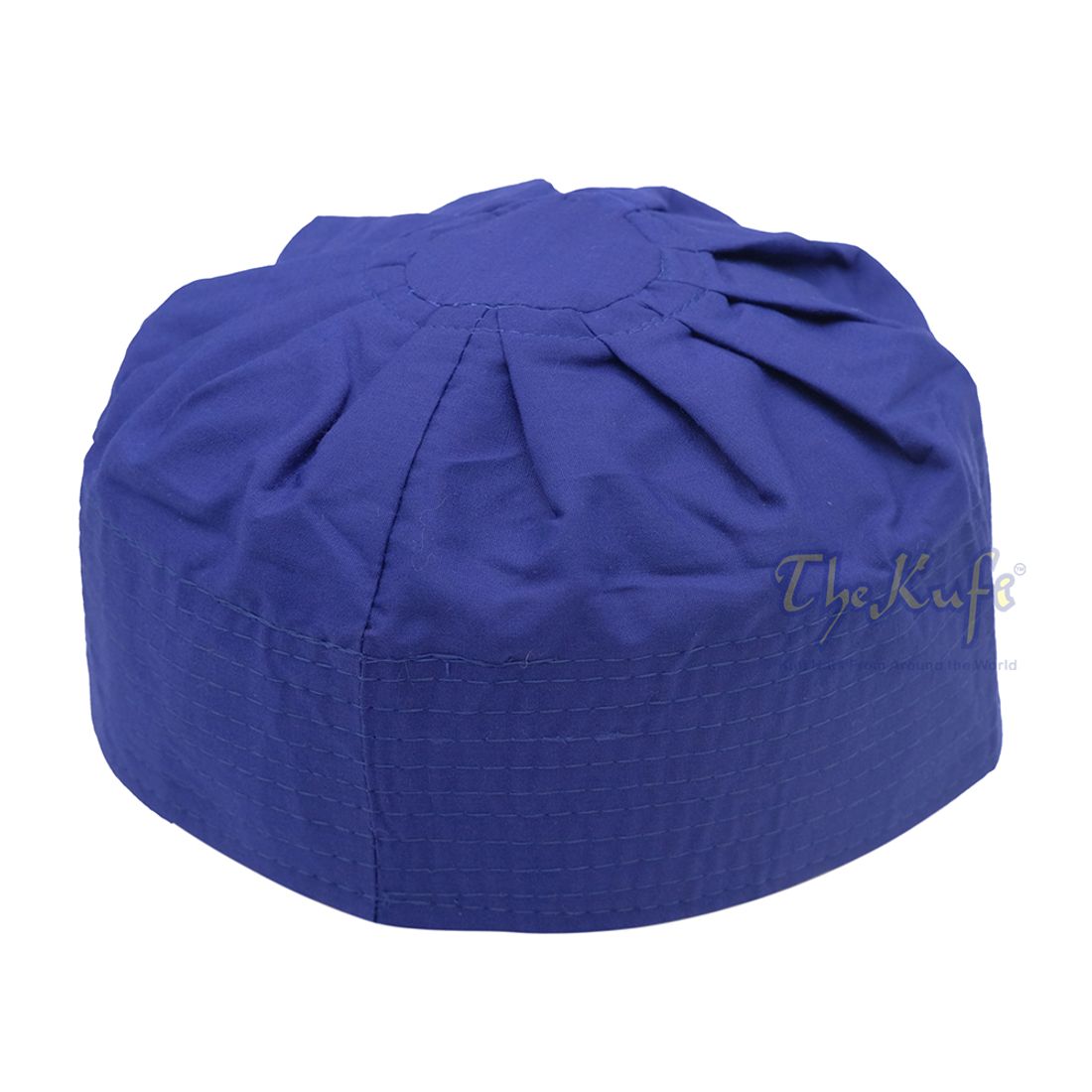 Topi Kufi Kapas Atasan Pleated Fabric Biru Diraja